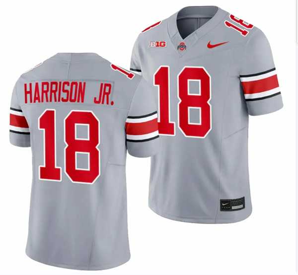 Men's Ohio State Buckeyes #18 Marvin Harrison JR. Gray 2023 F.U.S.E. Limited Stitched Jersey Dzhi